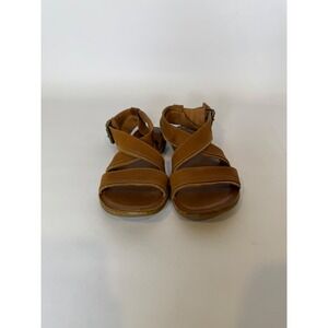TOMS Lexie Tan Leather Strappy Flat Sandals Womens 7.5